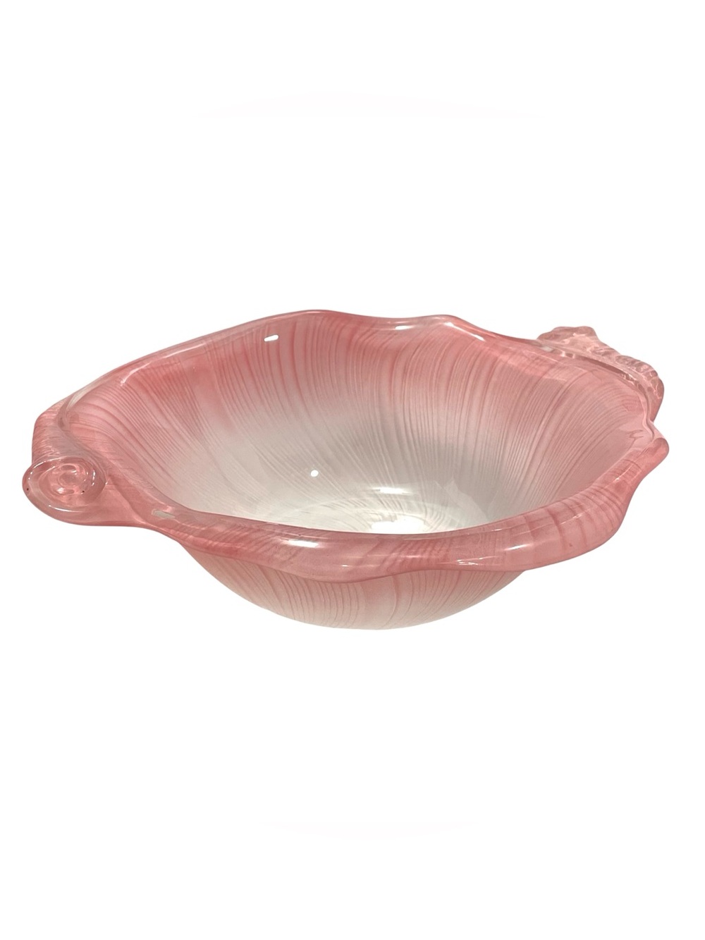 Vintage 1980s Mikasa Japan Laslo Rose Satin Pink Seashell Glass Console Bowl